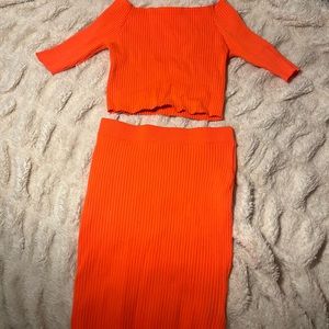 Orange two piece fashion nova set
